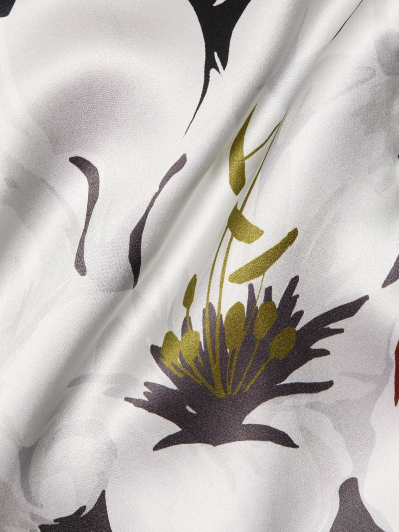 Women's Marais Floral Silk Charmeuse Dress - Black White 7