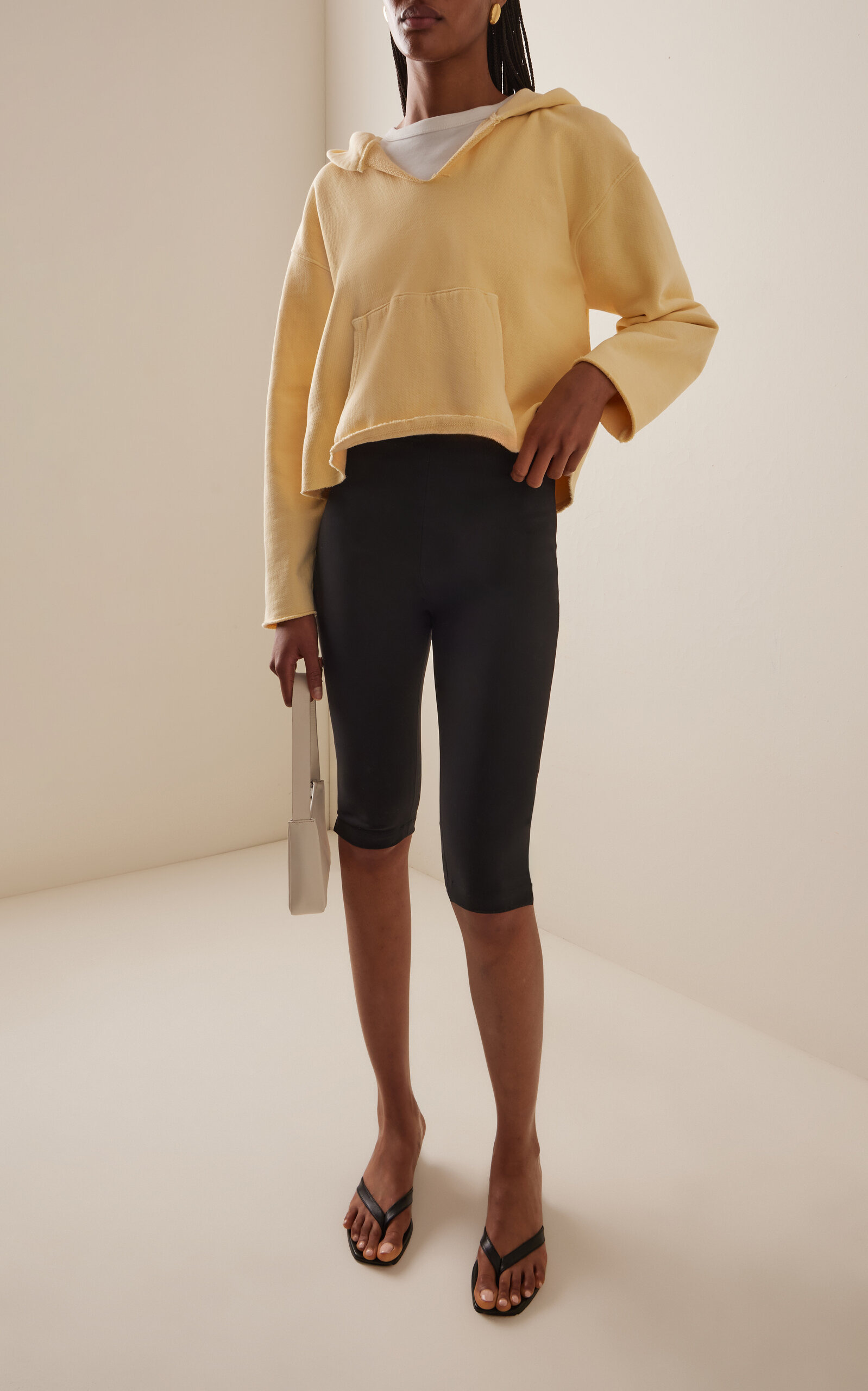 Rachel Raw-Edge Cotton Cropped Hoodie yellow - 2