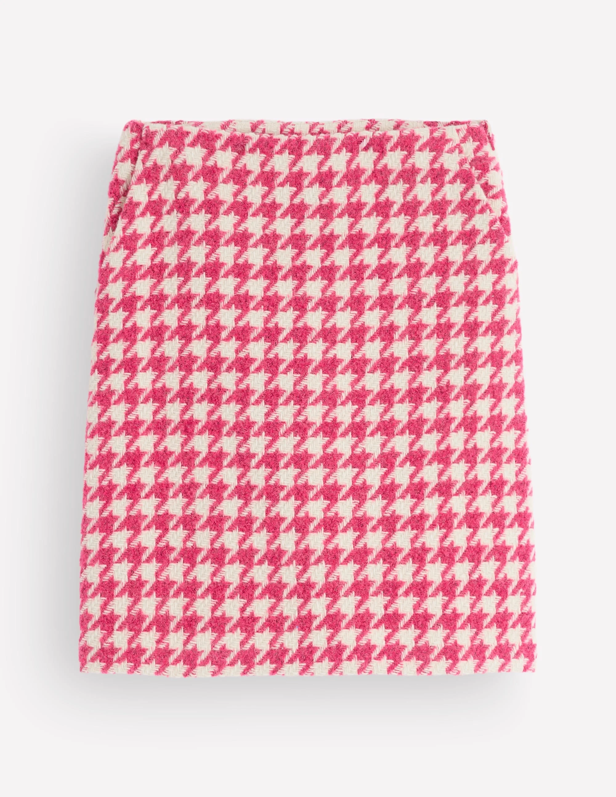Wool Blend A-Line Skirt-Pink Dogstooth - 1