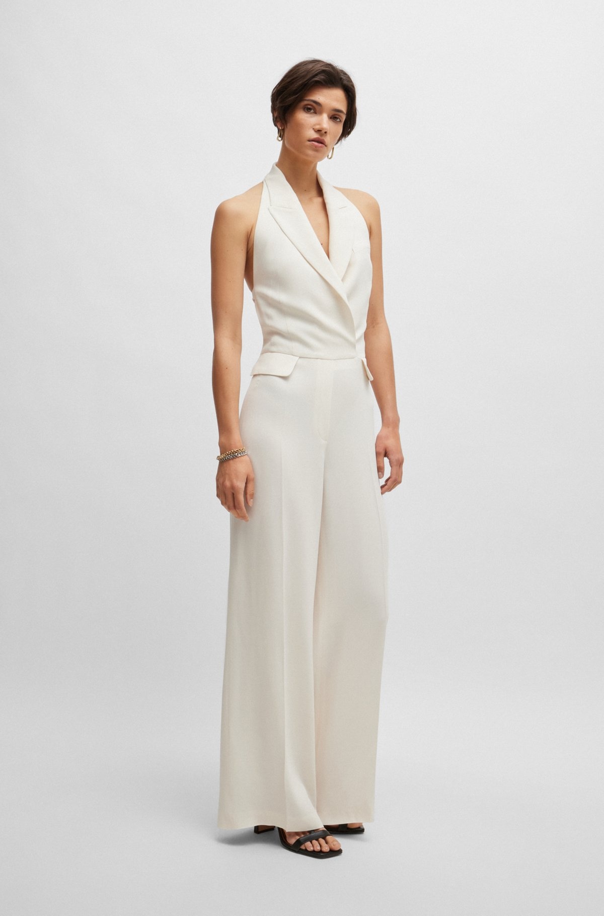 HALTERNECK JUMPSUIT WITH PEAK LAPELS - 3