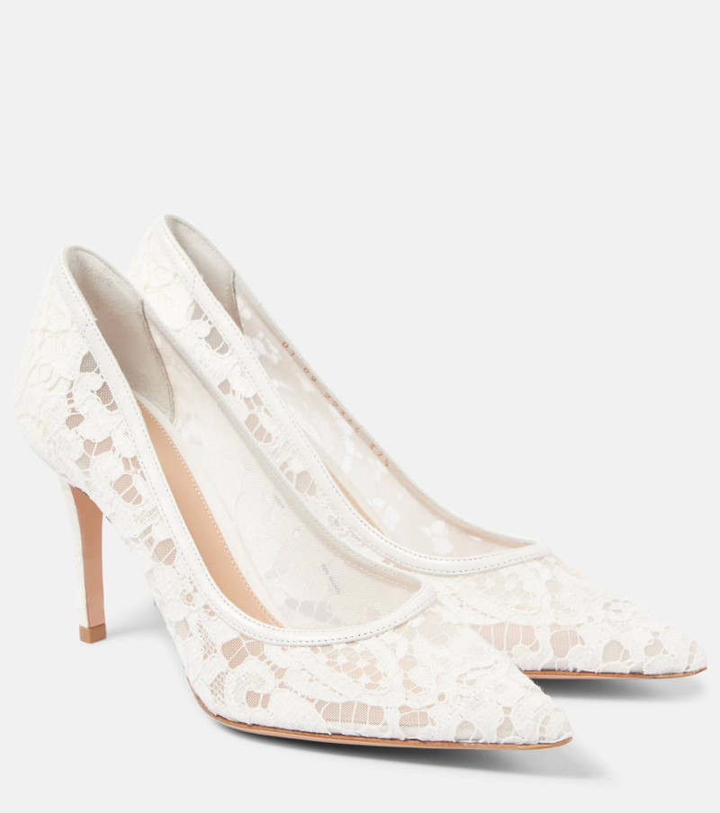 Lyon 85 leather-trimmed lace pumps - 1