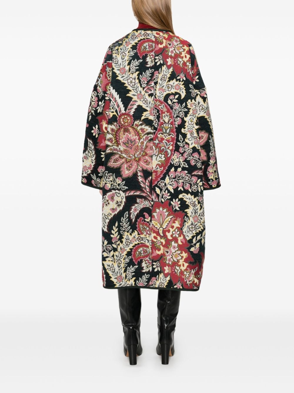 floral-jacquard coat - 6