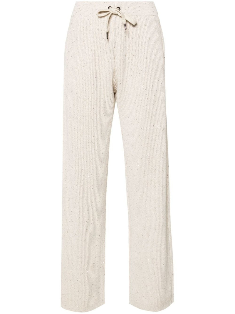 sequin-embellished ribbed-knit trousers 1