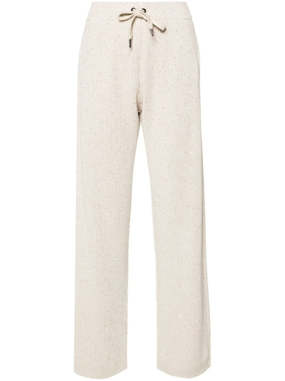 sequin-embellished ribbed-knit trousers - 1
