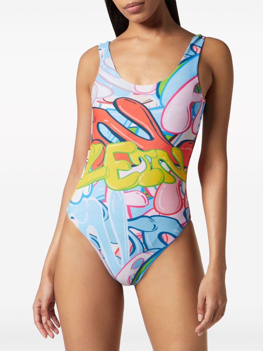 graffiti-print stretch swimsuit - 3
