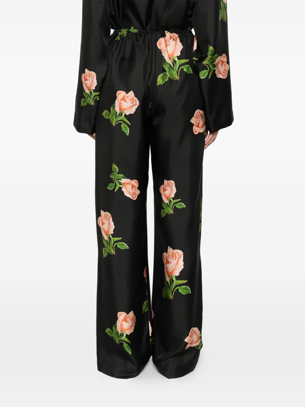 Arvenn rose-print elastic-waist trousers - 4