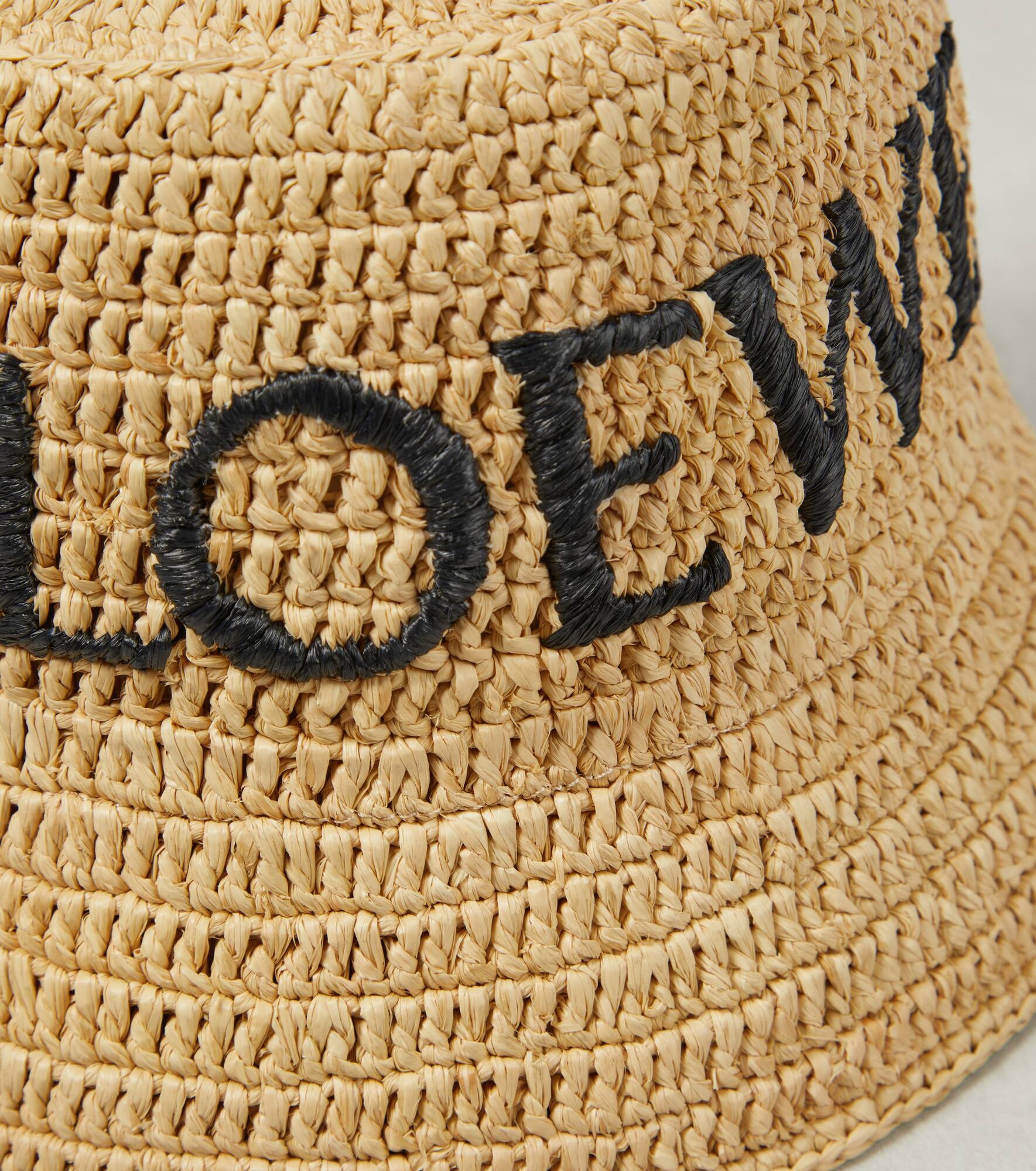 Paula's Ibiza logo raffia bucket hat - 3