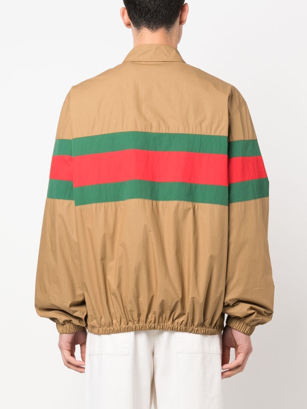 Web-stripe zip-up shirt jacket - 4