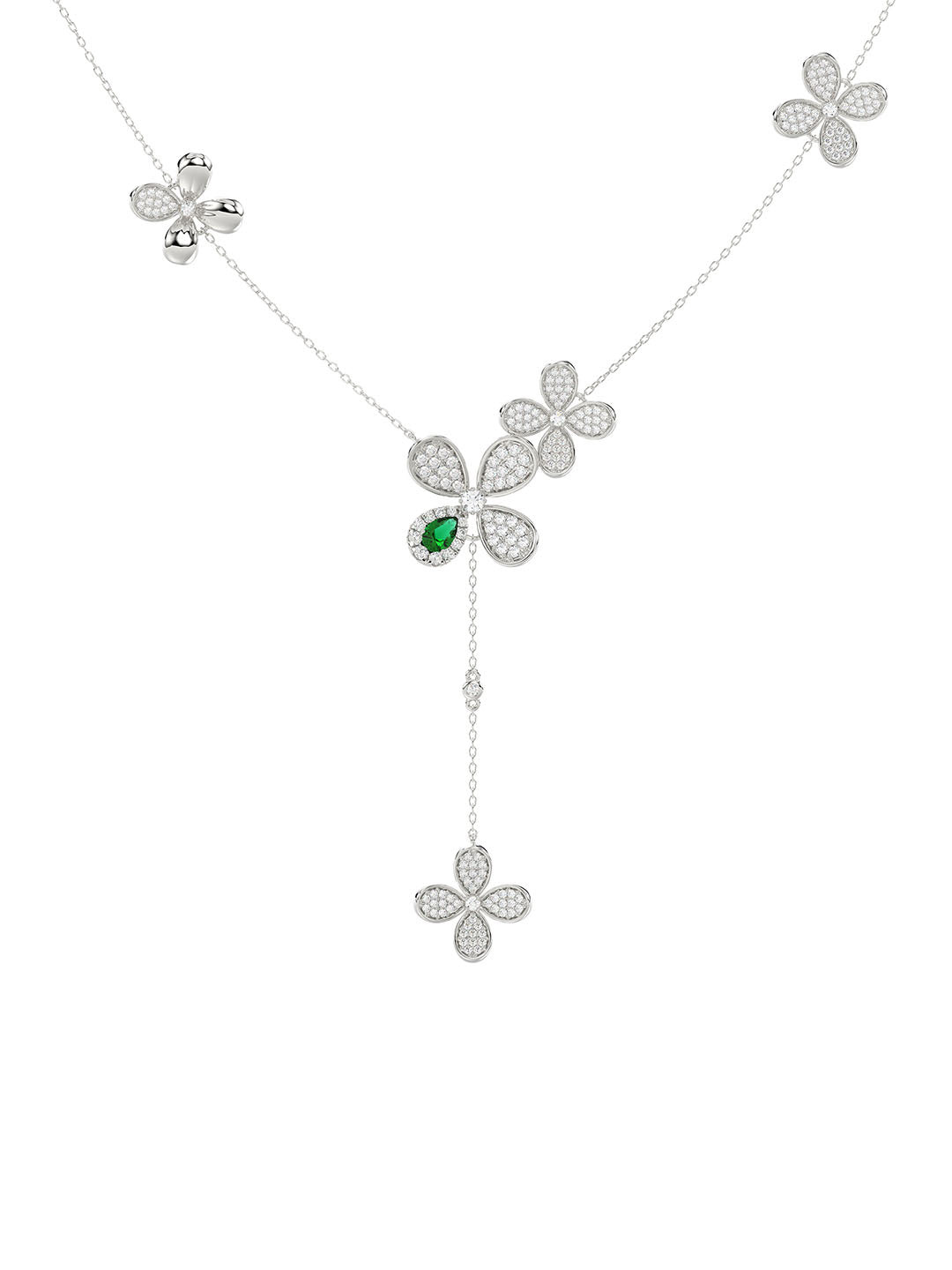 FLORAL WHITE GOLD Y NECKLACE - 2