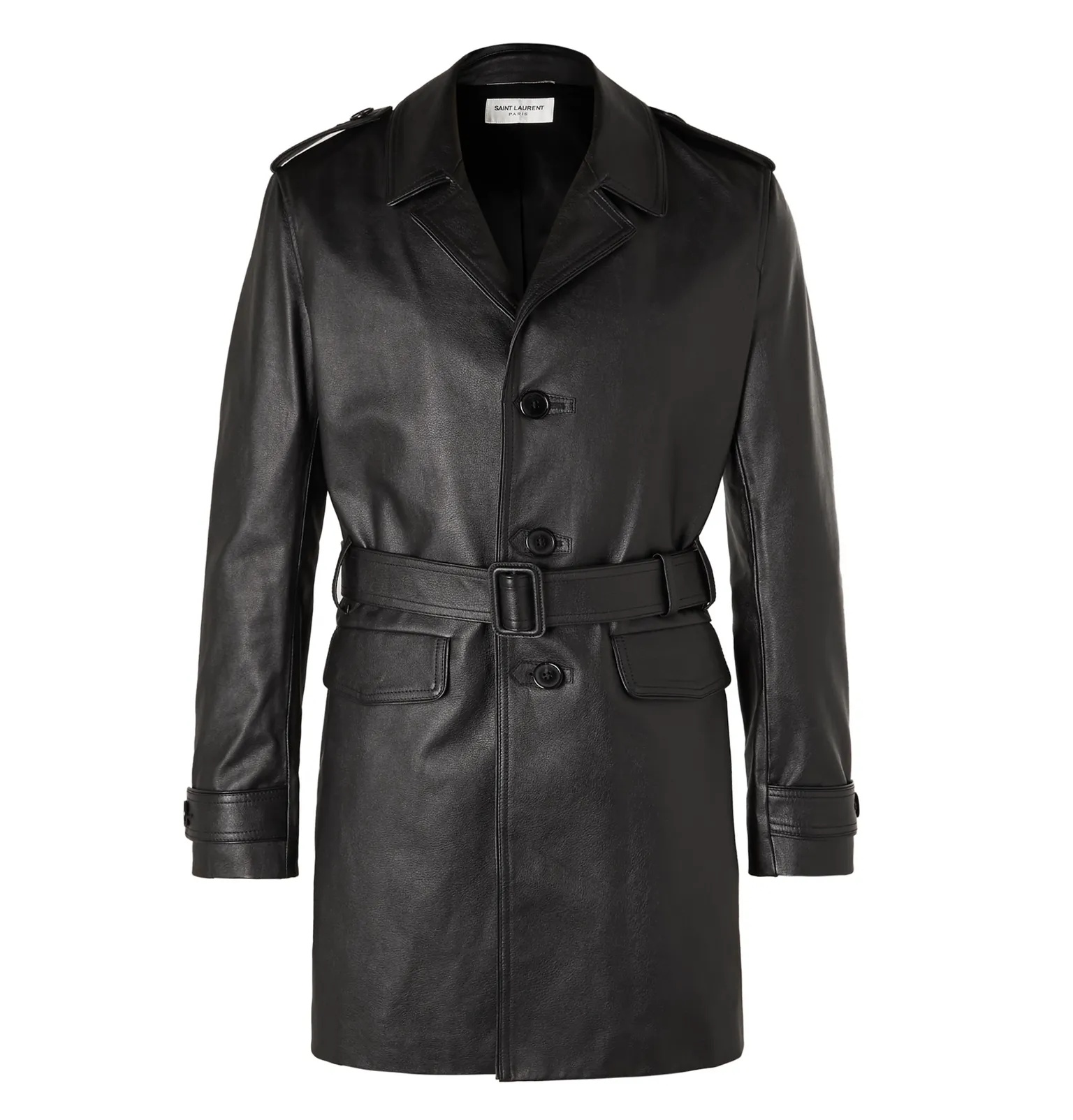 Frank Belted Leather Trench Coat - 1