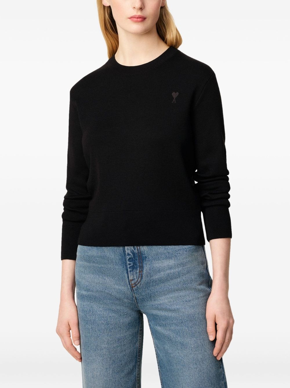 crewneck heart-embroidered sweater - 5