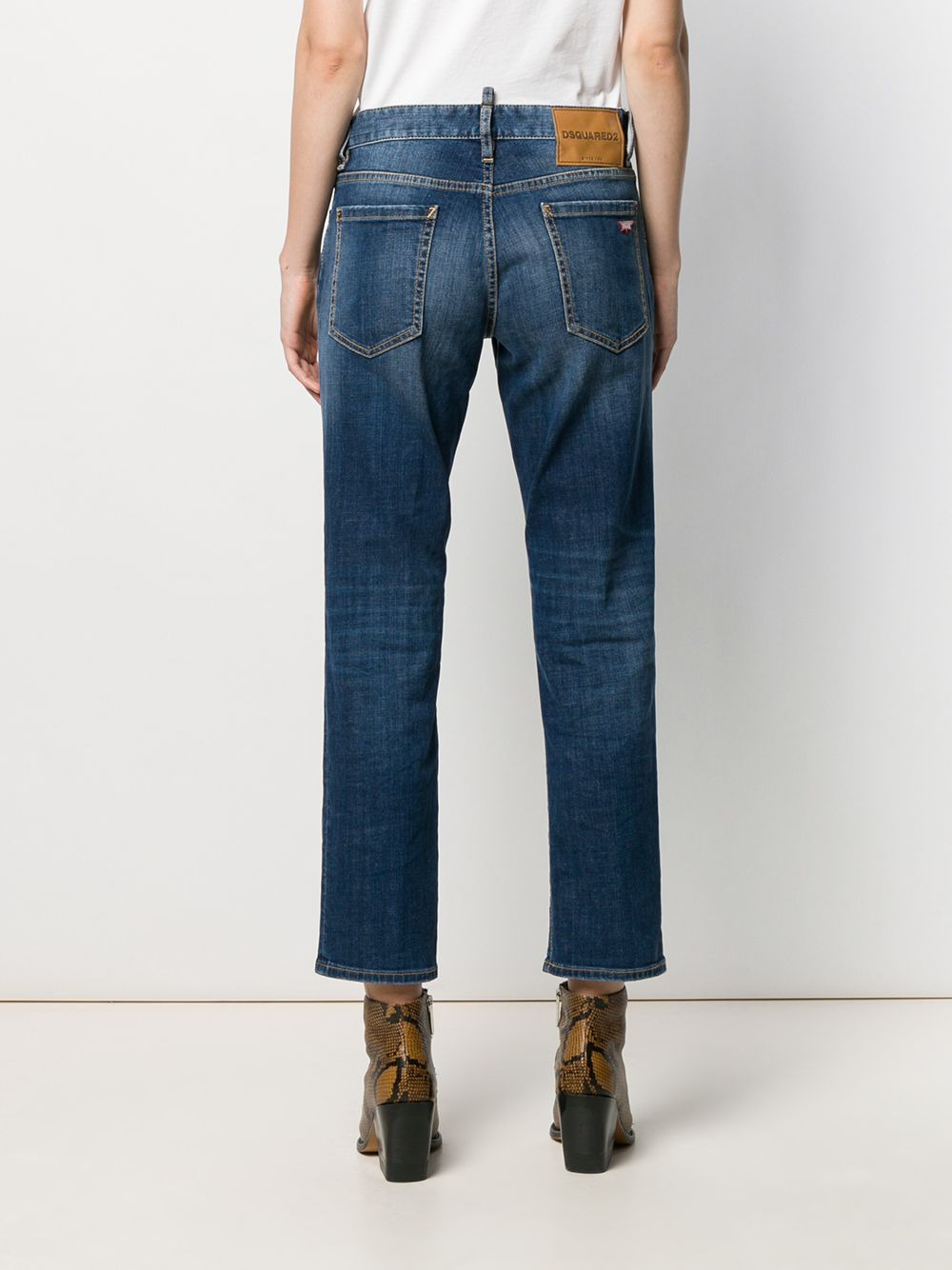 washed cropped jeans - 4