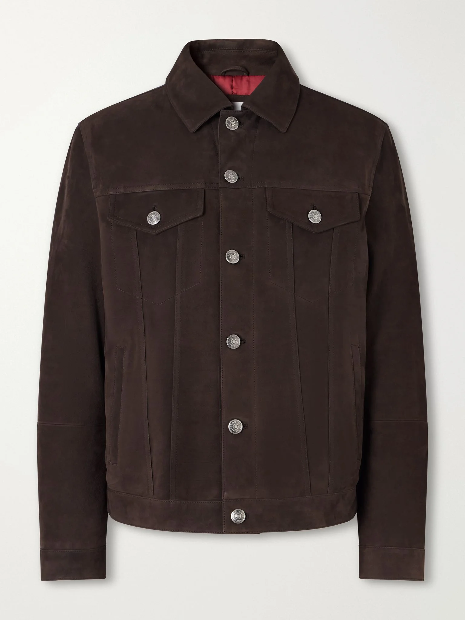 Pintucked Suede Jacket Brown - 1