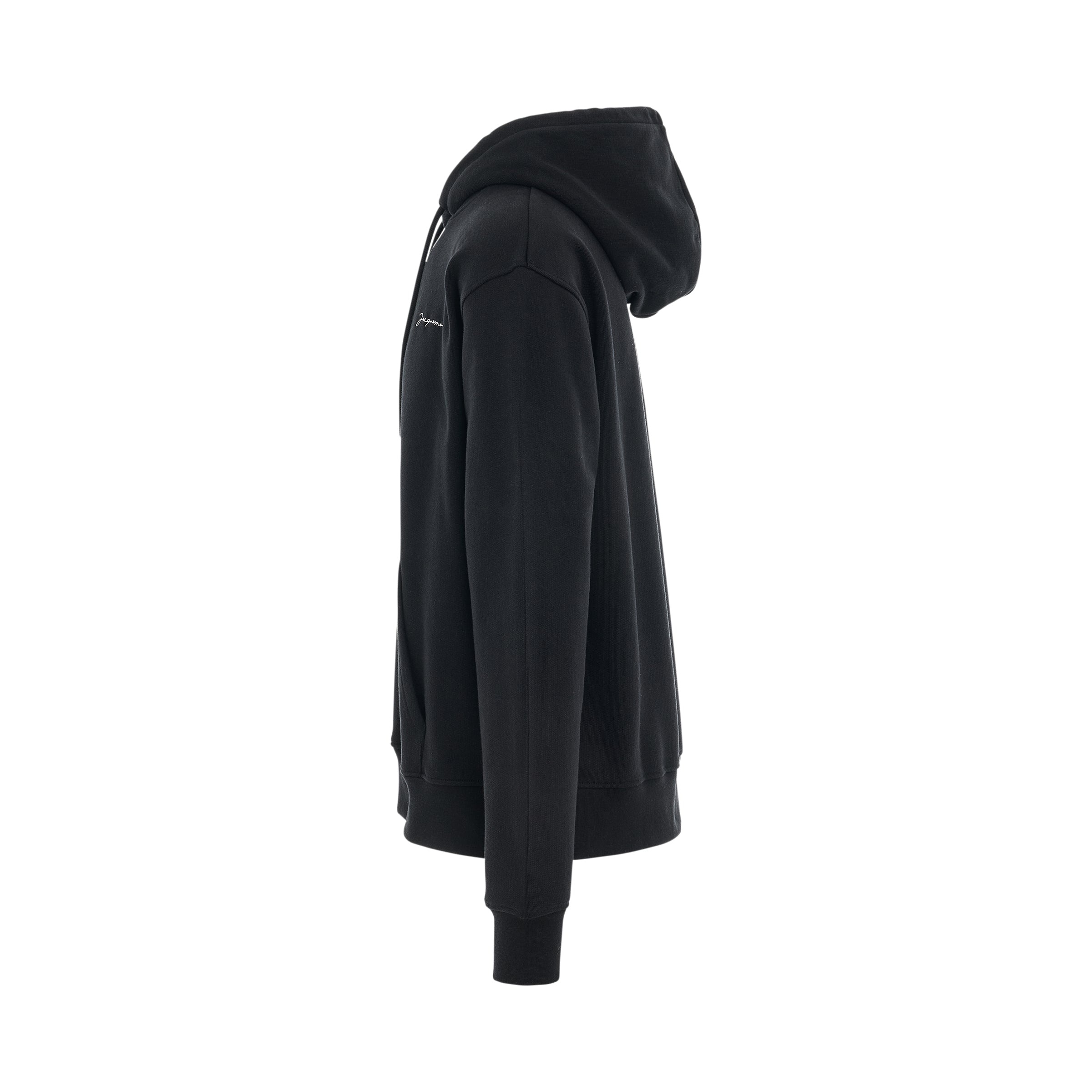 Brode Embroidered Logo Hoodie in Black - 3
