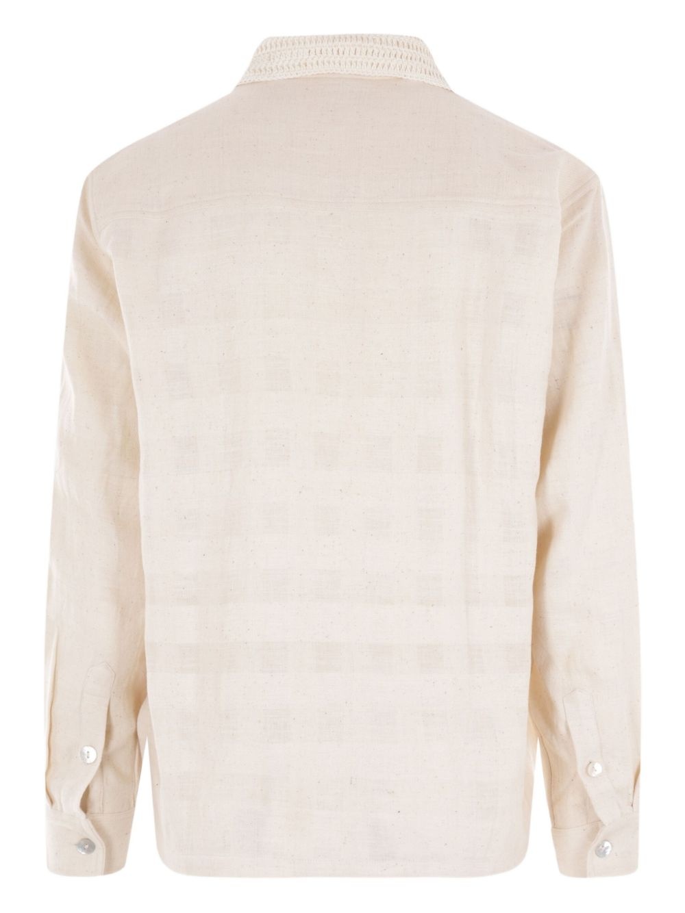 crochet-collar cotton shirt - 2