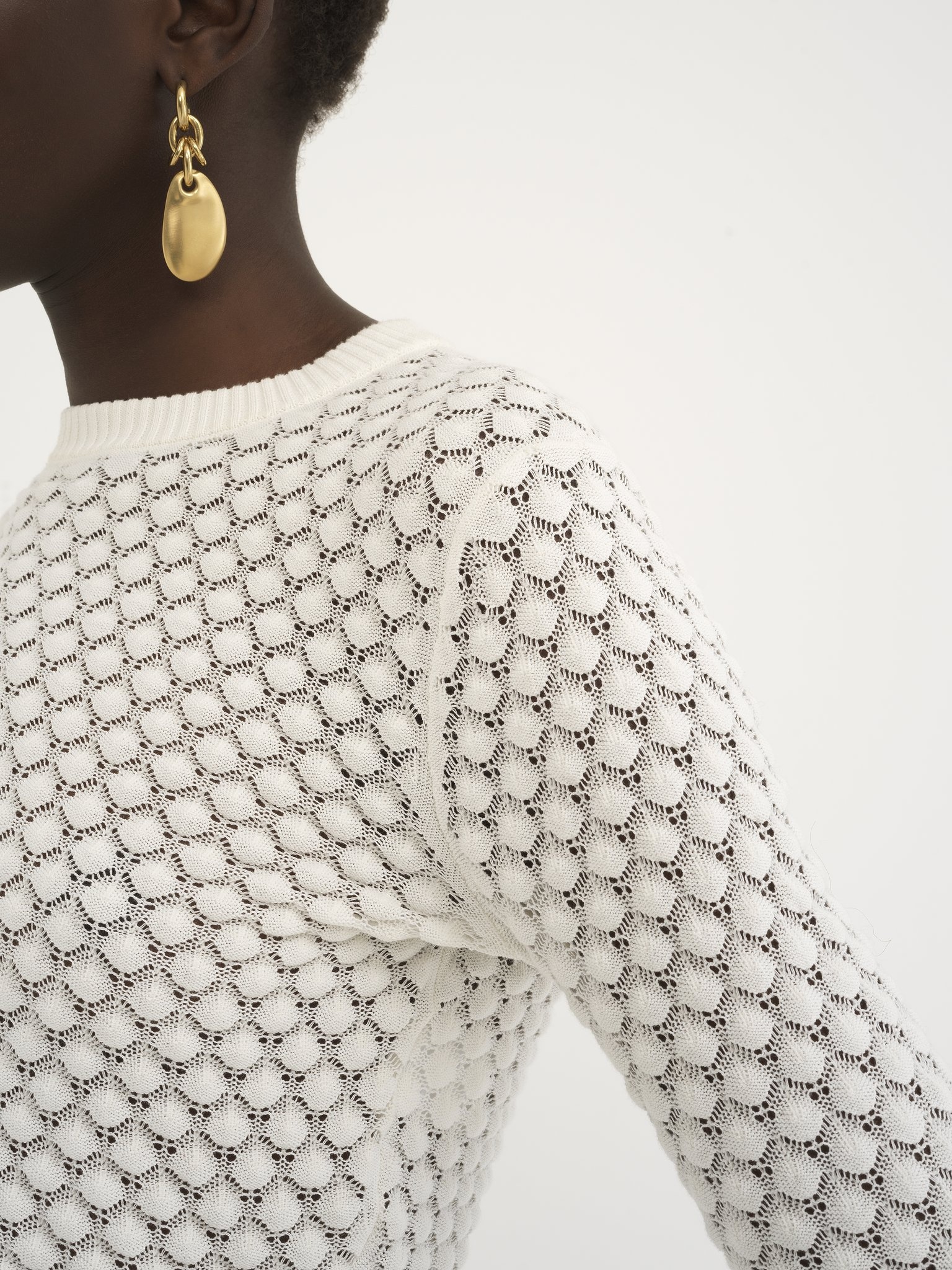 CROPPED SWEATER IN COTTON POINTELLE KNIT - 8