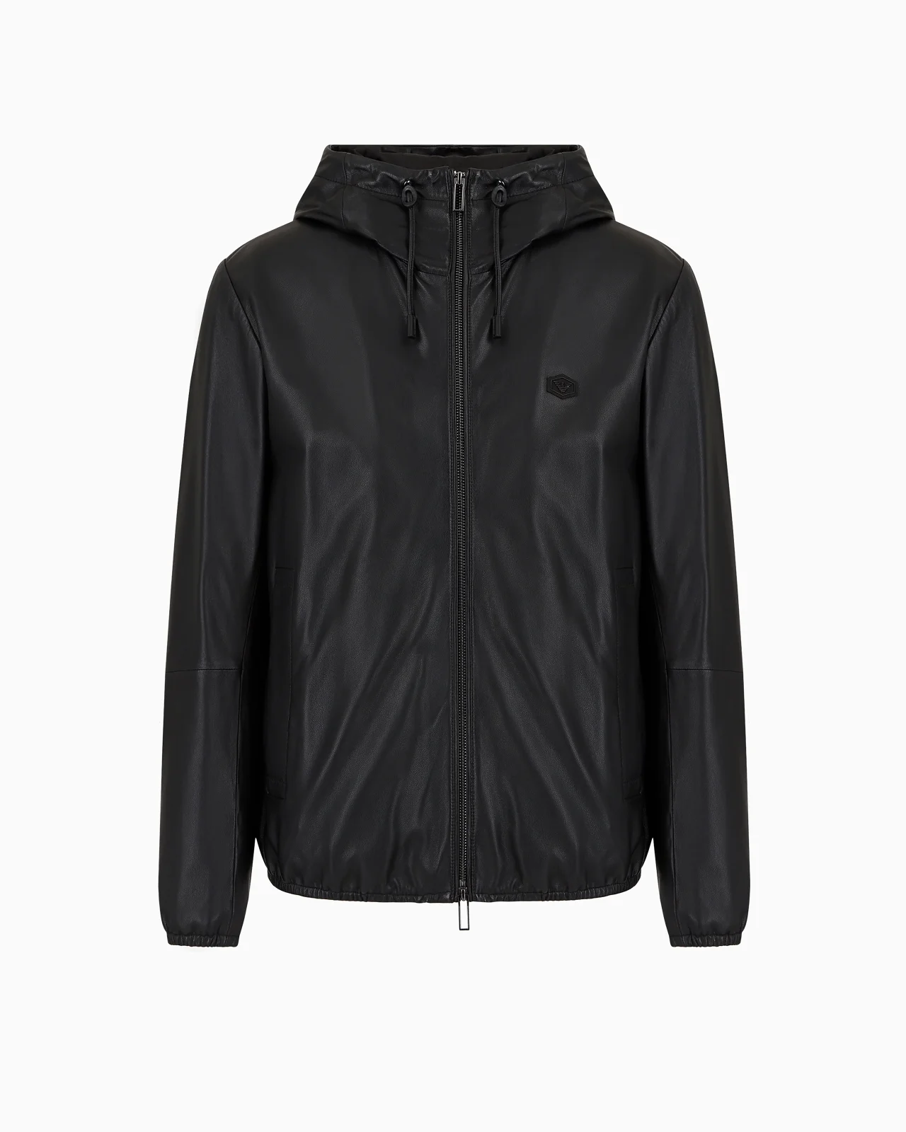 Hooded, semi-aniline nappa lambskin blouson with full-length zip - 1