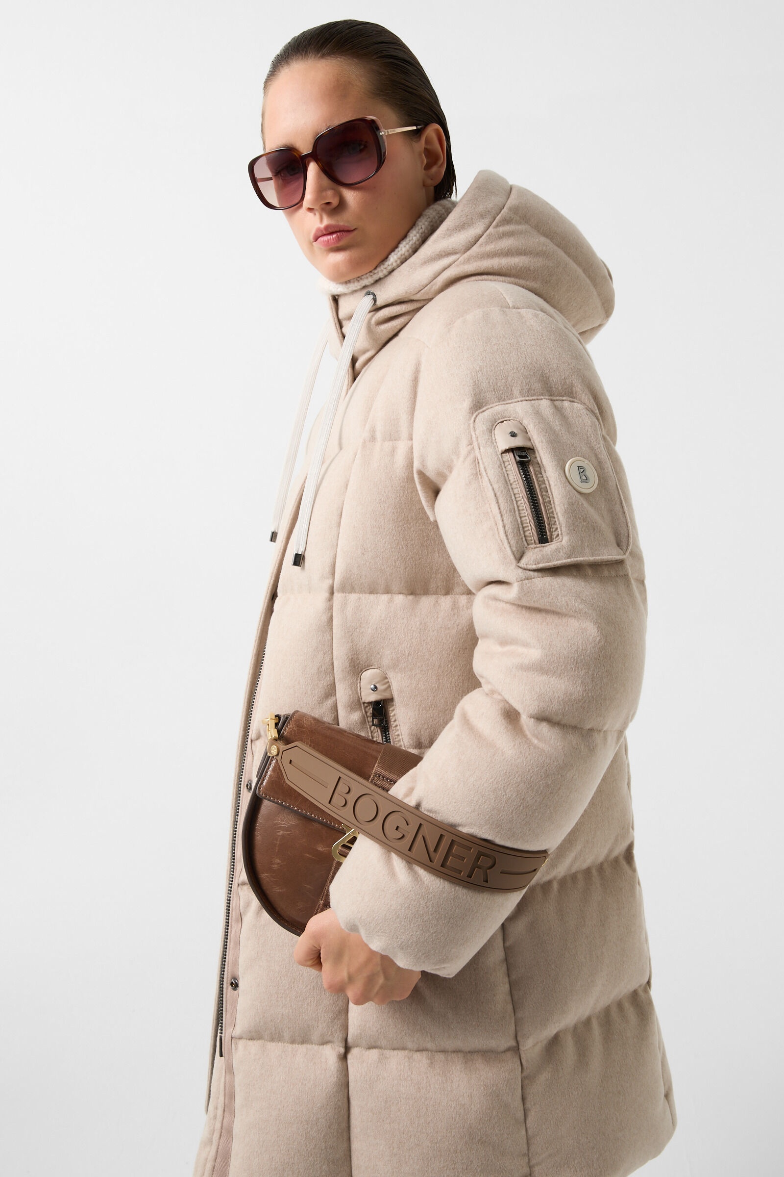 Fanja Cashmere and down coat in Beige - 6