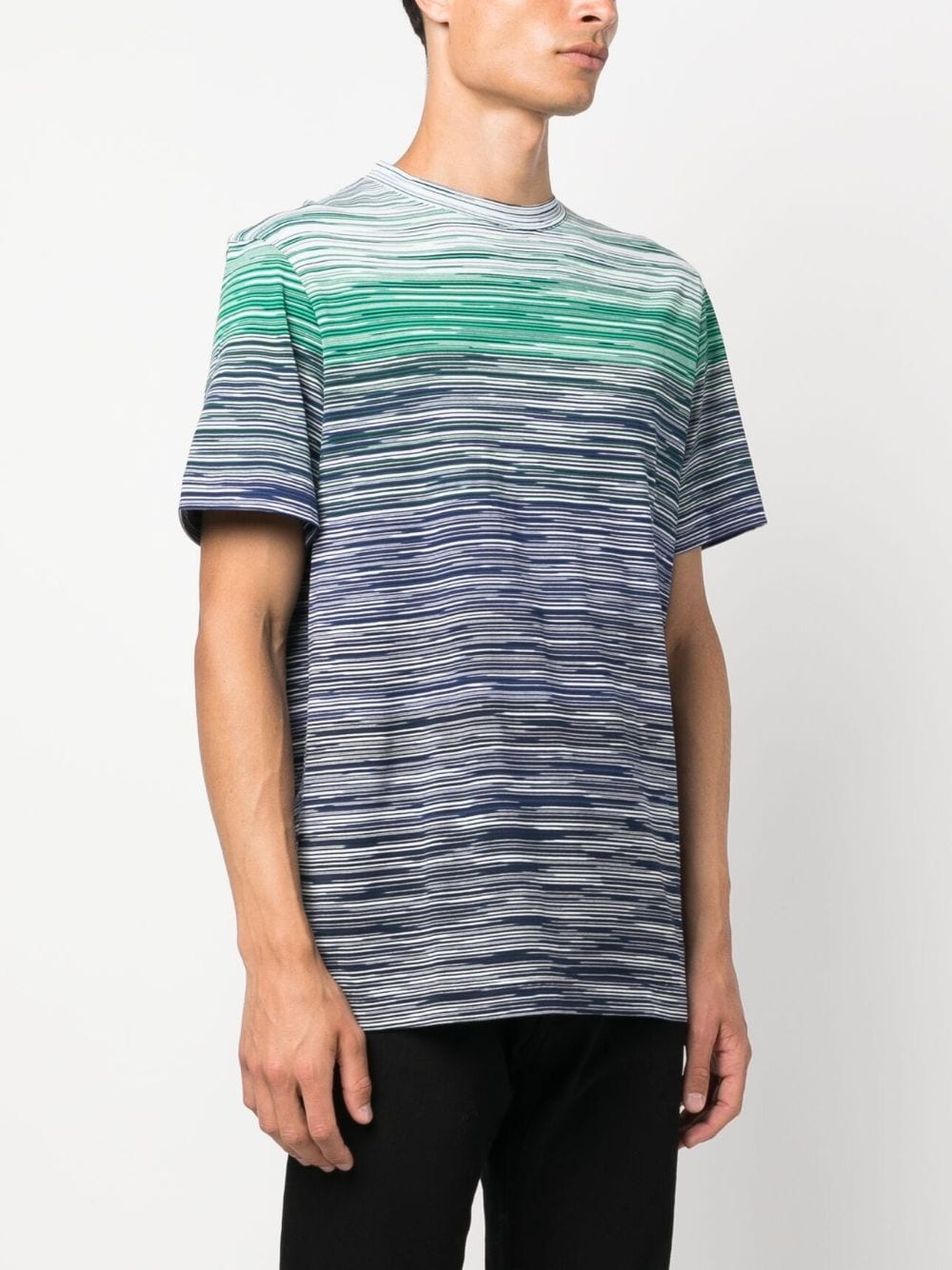 gradient-effect striped cotton T-shirt - 3