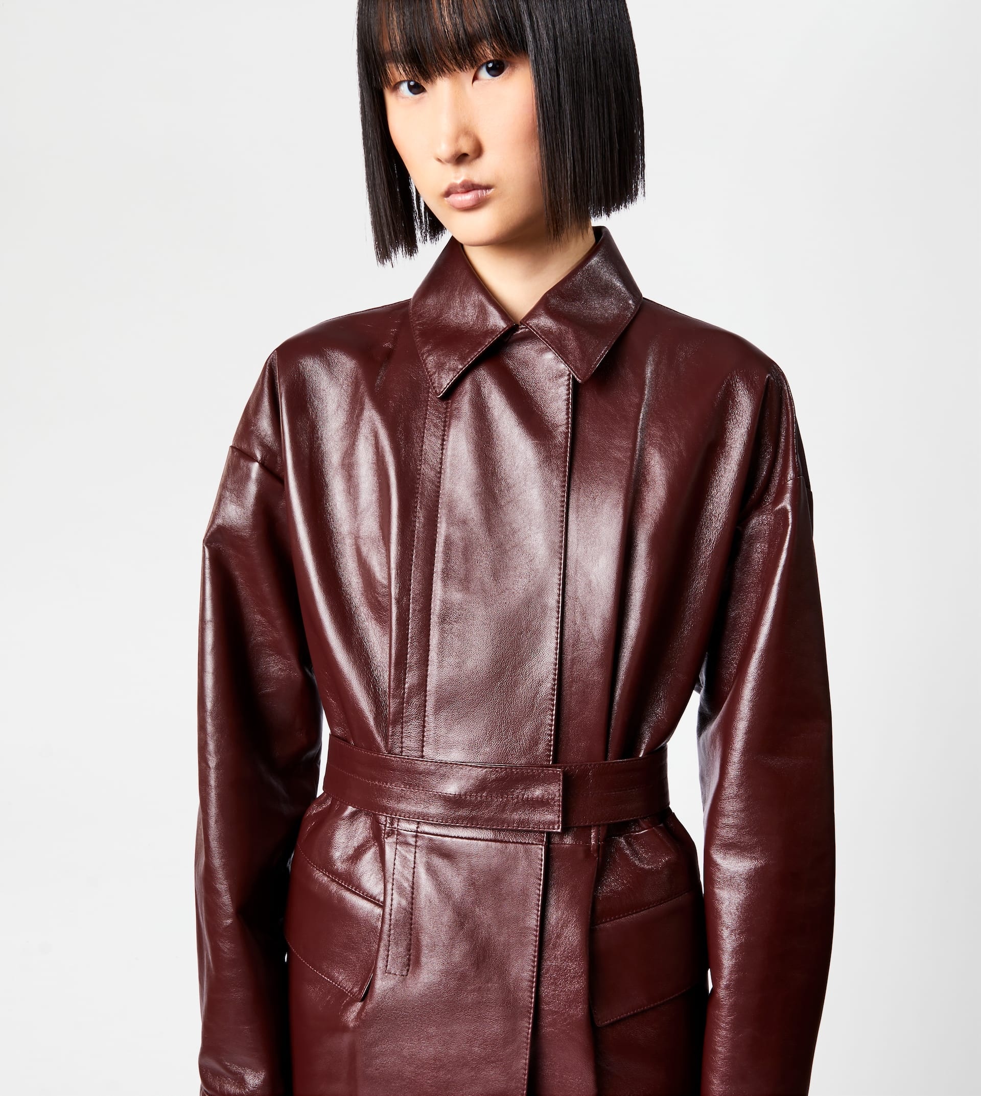 JACKET IN LEATHER - BROWN - 5