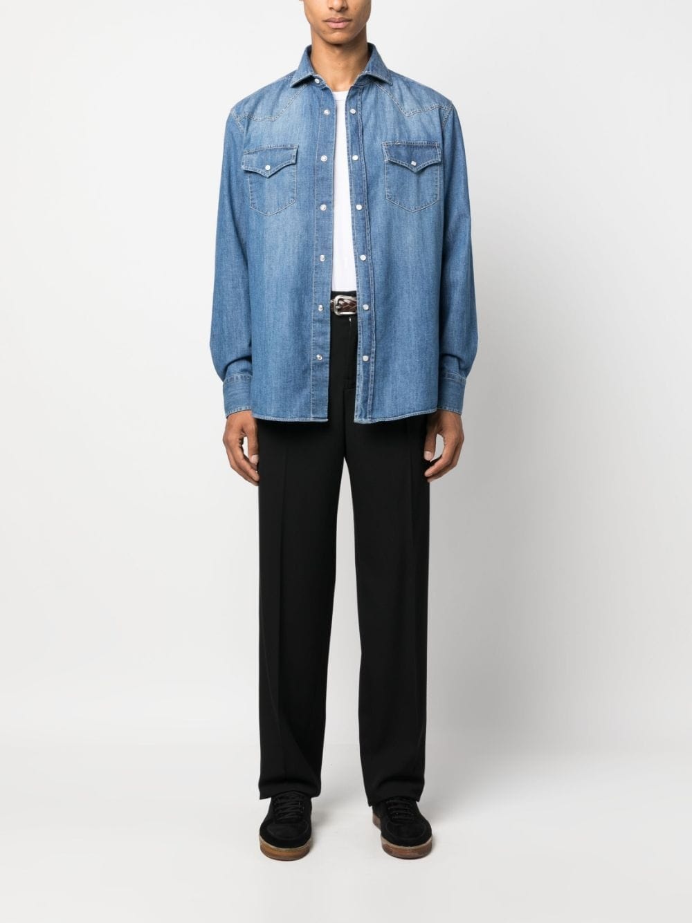 button-up cotton denim shirt - 2