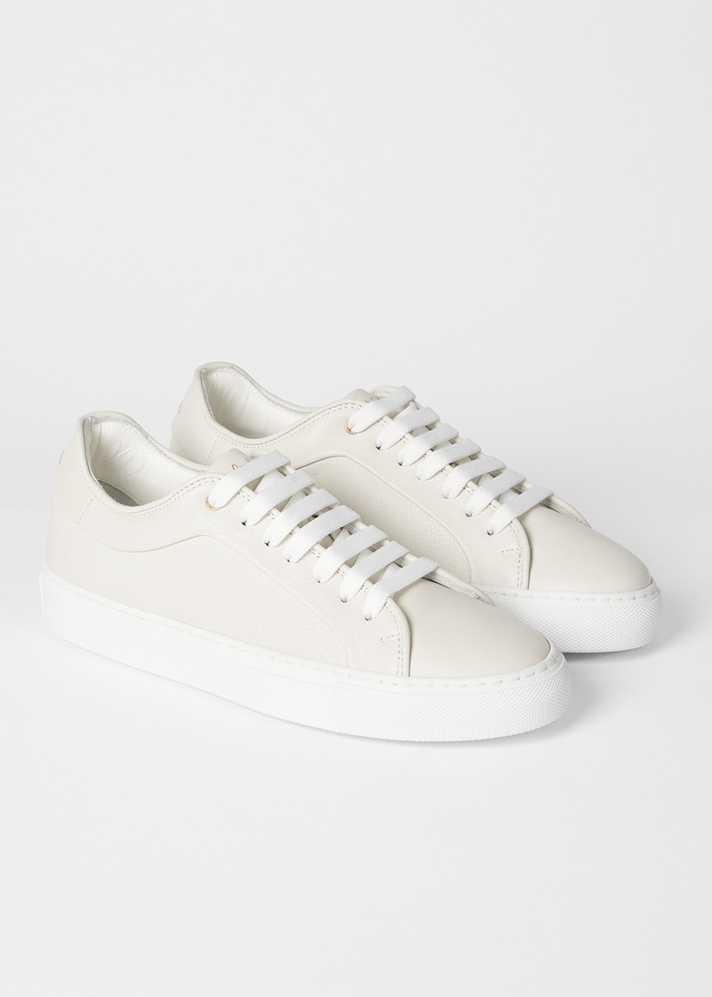 Women's White Basso Leather Trainers 4