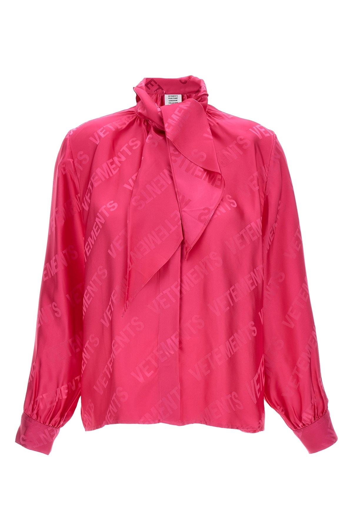 Tシャツ・カットソー VETEMENTS FW23 'Monogram' blouse (WE54SH100H HOTPINK) Women's V-Neck Short Sleeve Silhouette T-Shirt (Heather