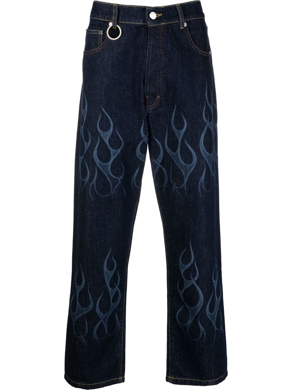 flame-print straight-leg jeans - 1