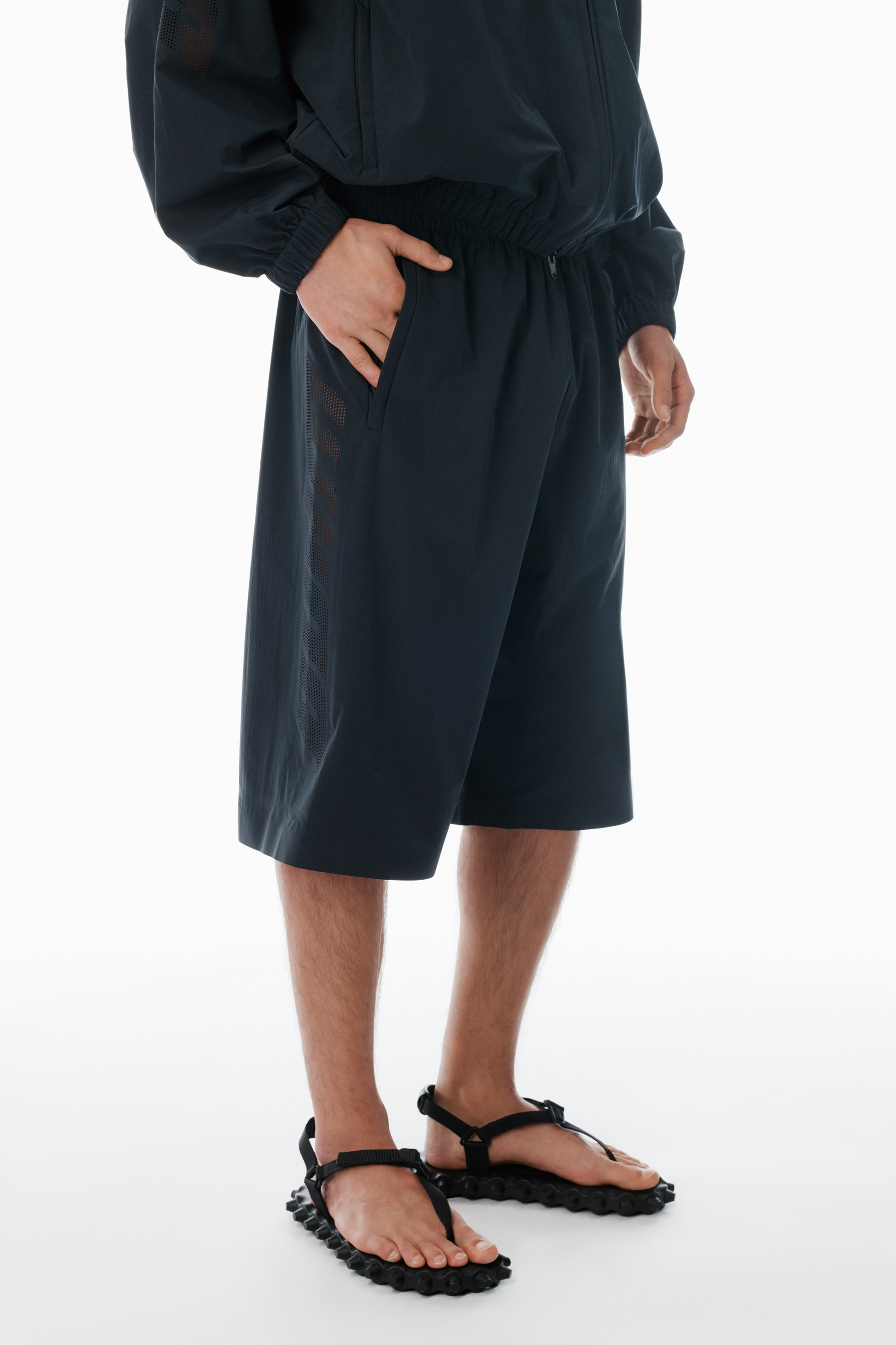 Black Perforated Logo Basketball Shorts - 3