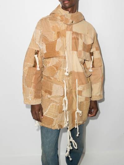 Greg Lauren patchwork hooded cotton parka outlook