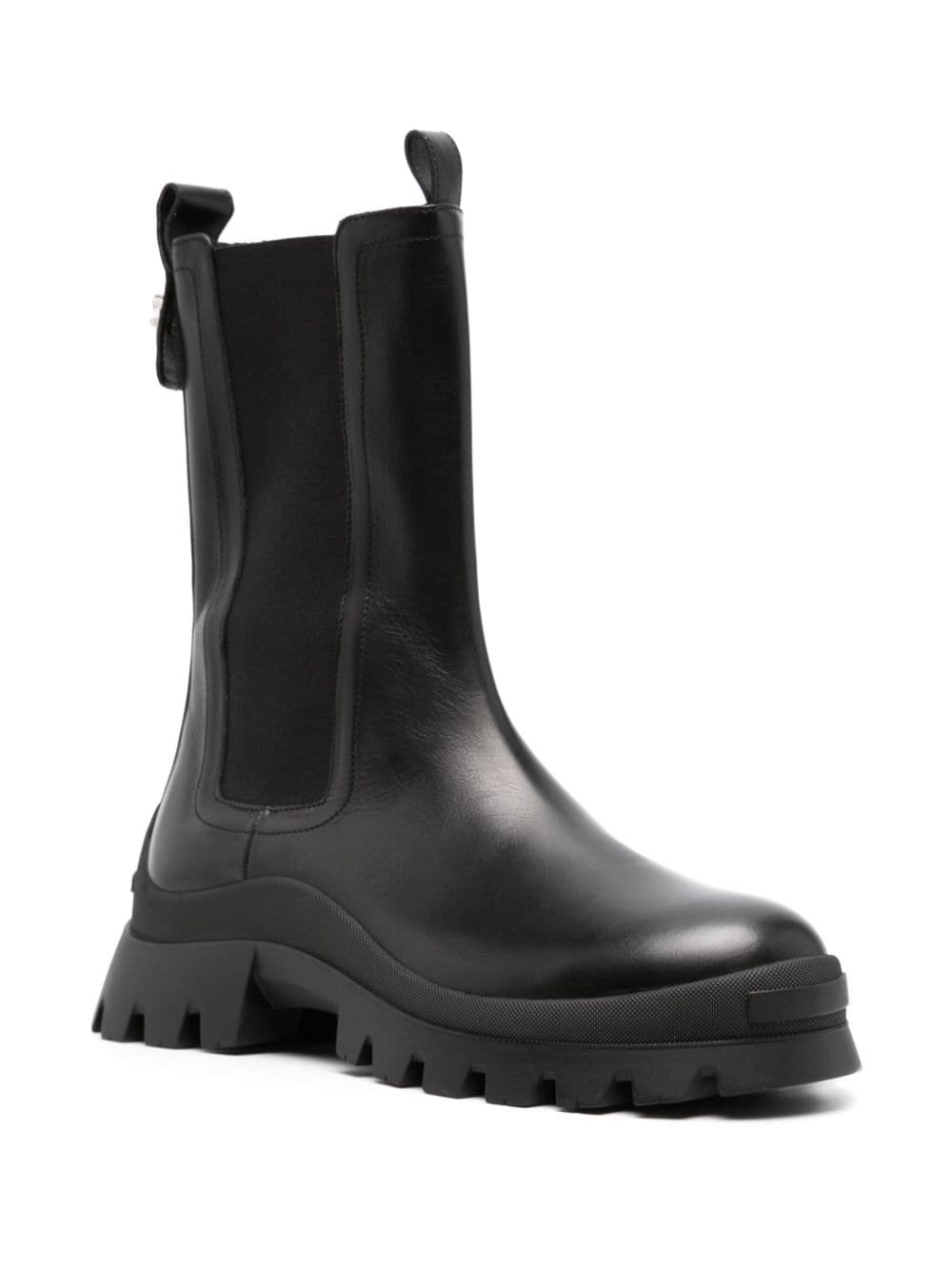 logo-plaque leather ankle boots - 2