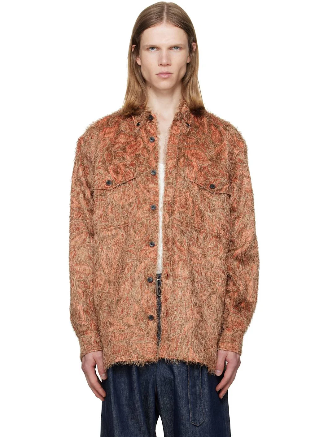 Orange Loose Shag Shirt - 1