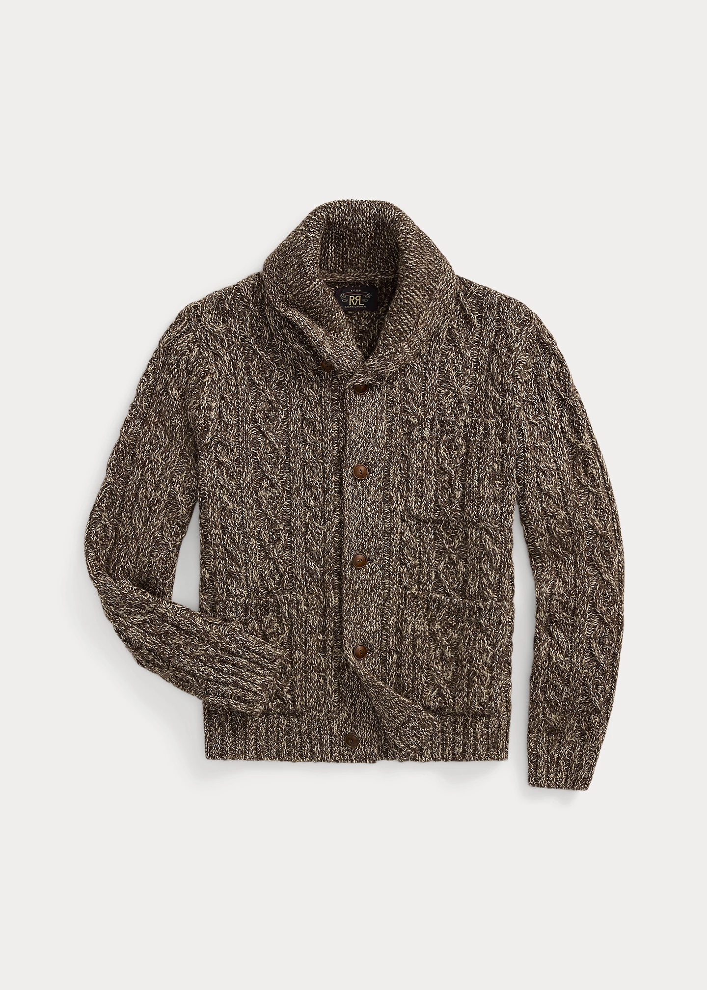 Marled Aran-Knit Shawl Cardigan - 1