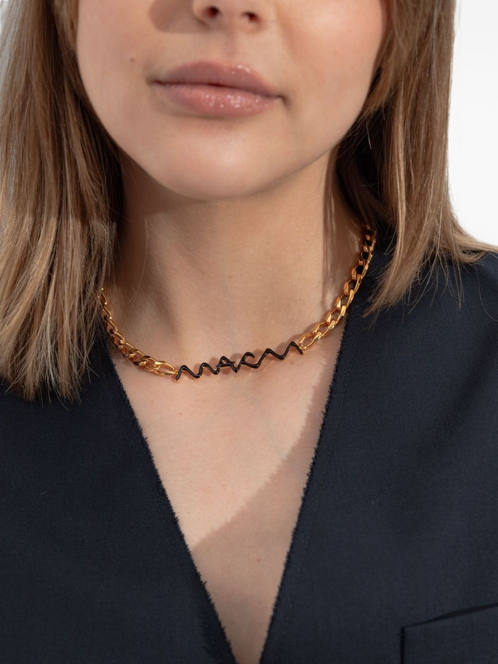 chain-link brass necklace - 2
