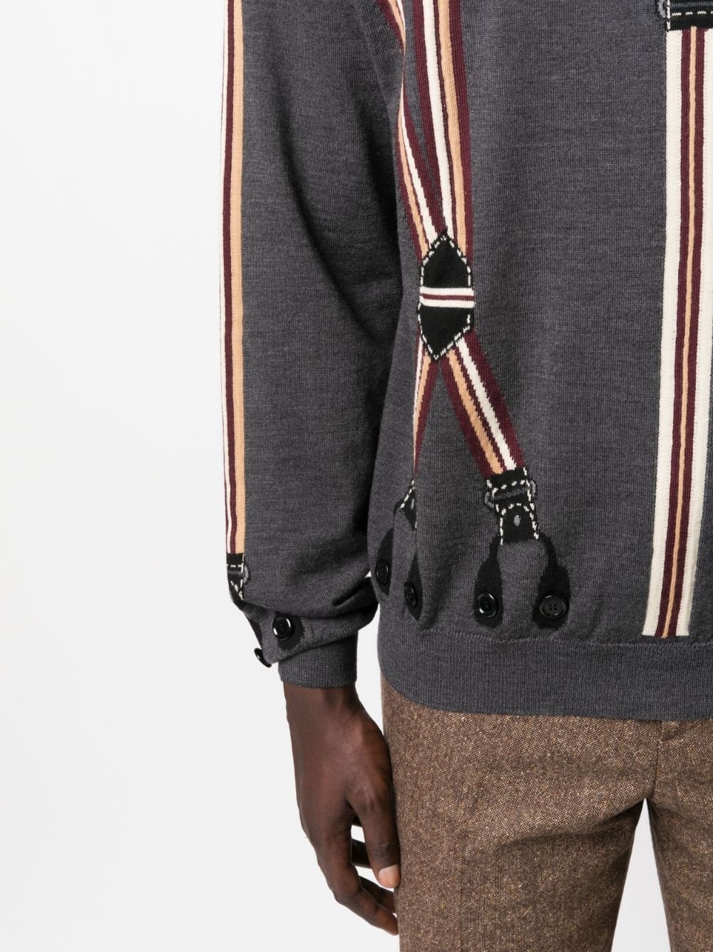 suspenders-print virgin wool jumper - 5