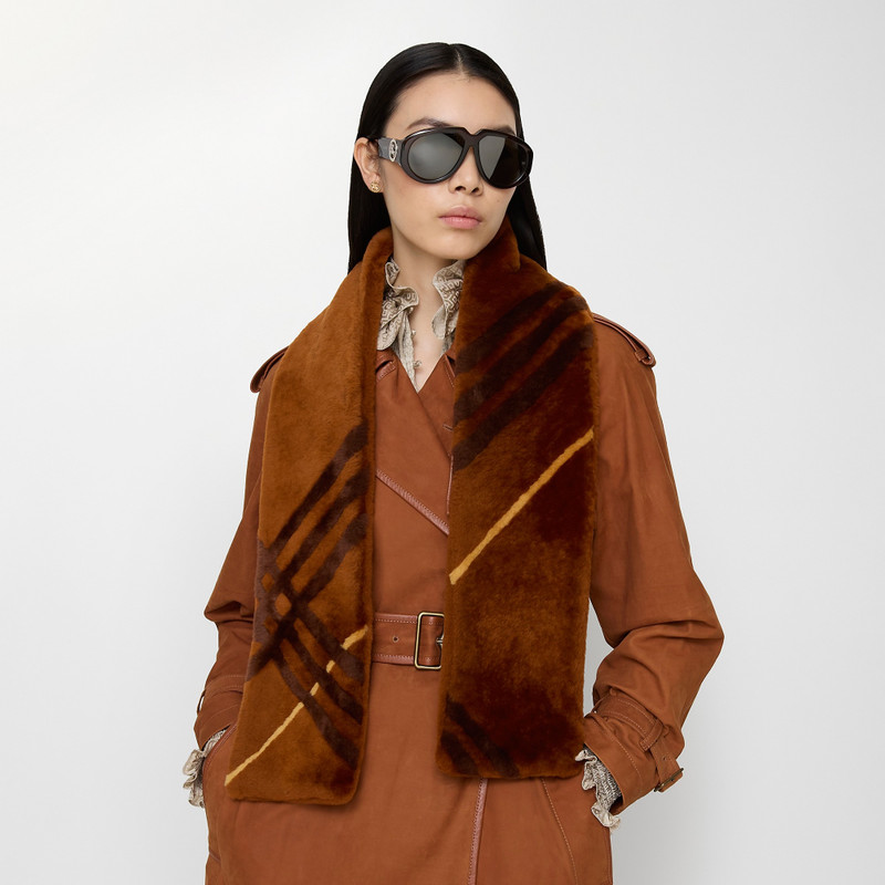 Narrow Check Shearling Scarf 3
