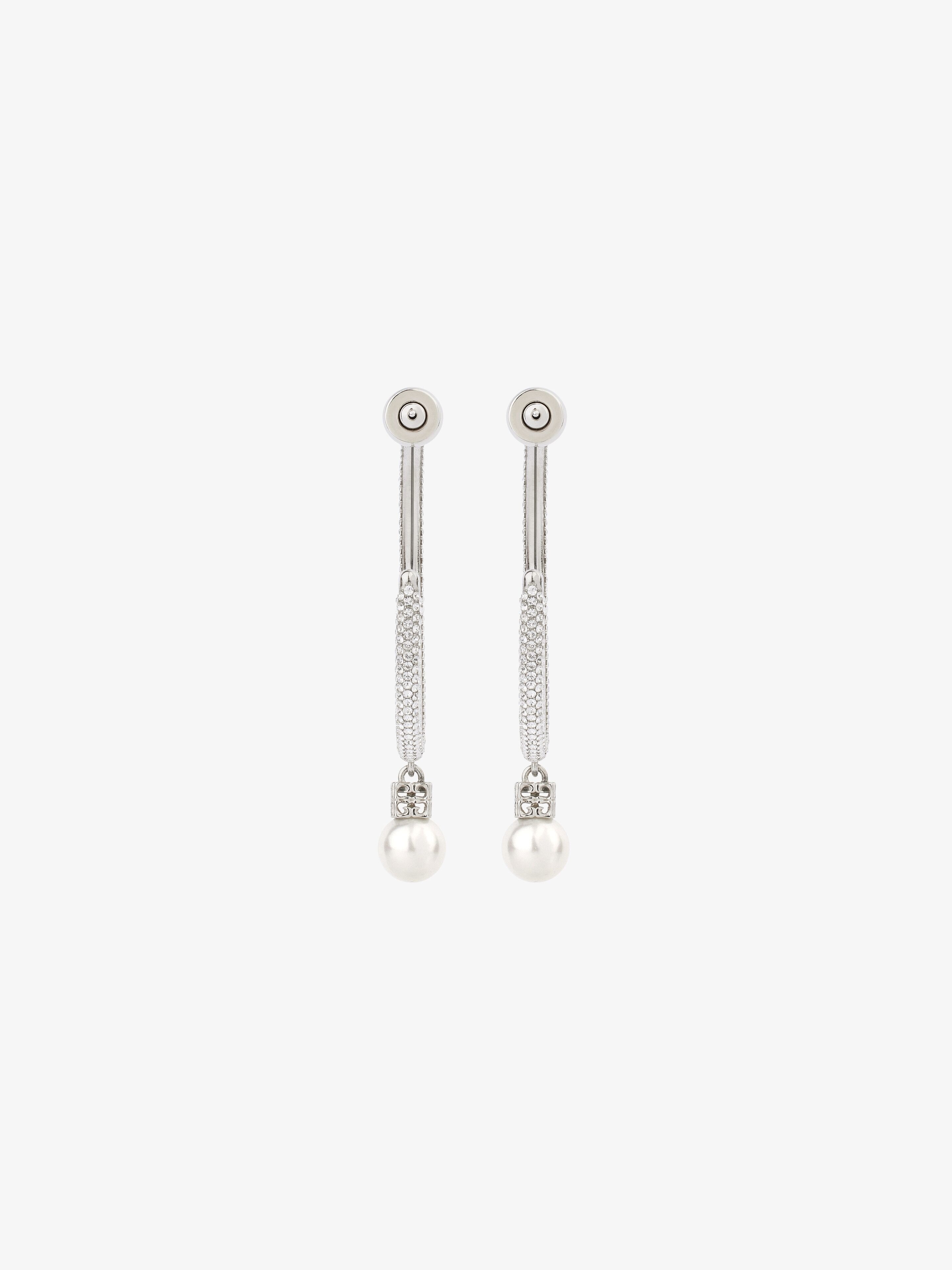 PEARL EARRINGS IN METAL WITH CRYSTALS - 2