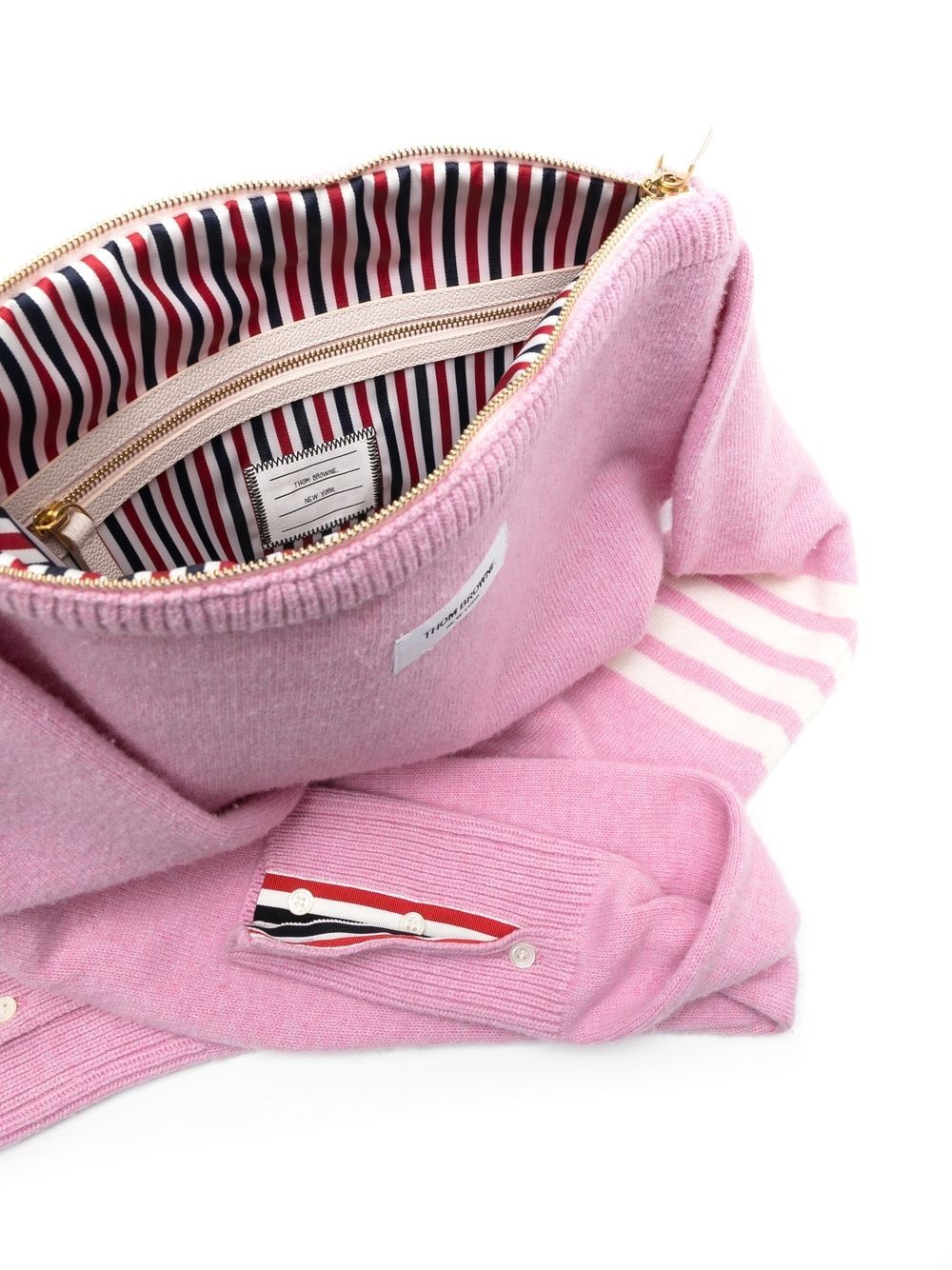 stitch-merino crewneck sweater shell bag - 5