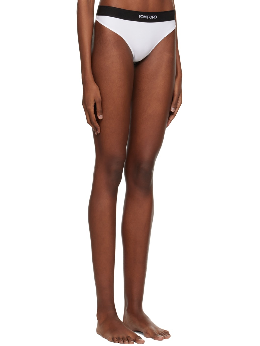 White Jacquard Thong - 2