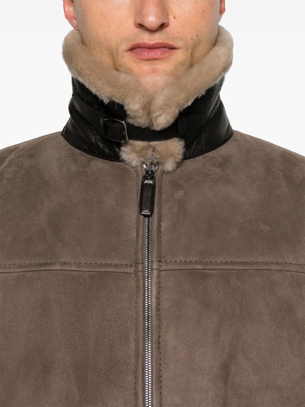 shearling leather jacket - 7