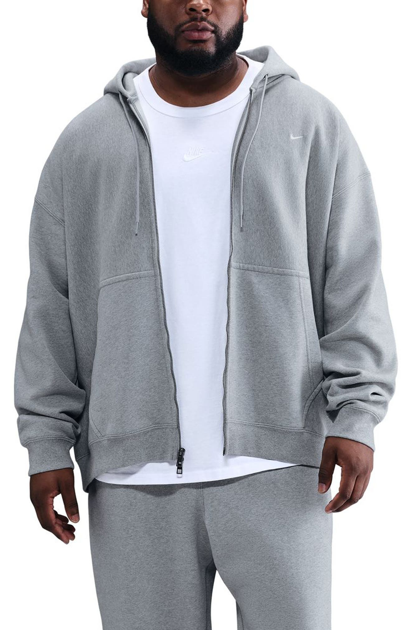 Nike Life Fleece Full Zip Hoodie in Dark Grey Heather at Nordstrom - 1