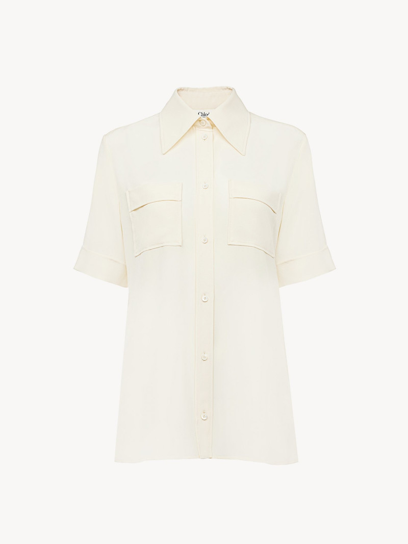 Chloé SHORT-SLEEVE BLOUSE IN CRÊPE DE CHINE outlook