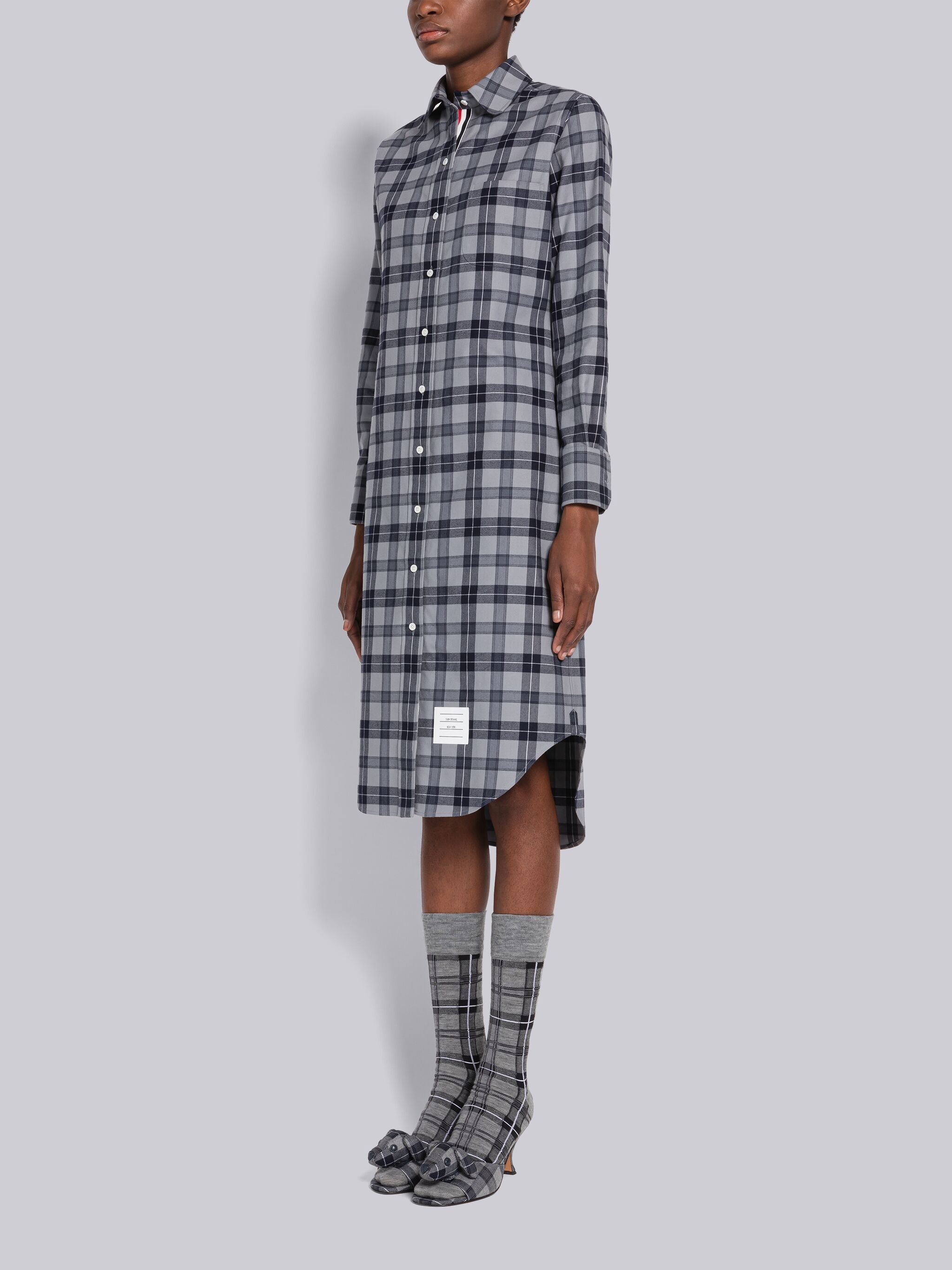 Tartan Flannel Round Collar Shirtdress - 2