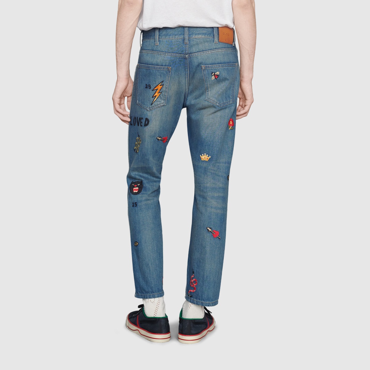 Tapered jeans with symbols  - 5