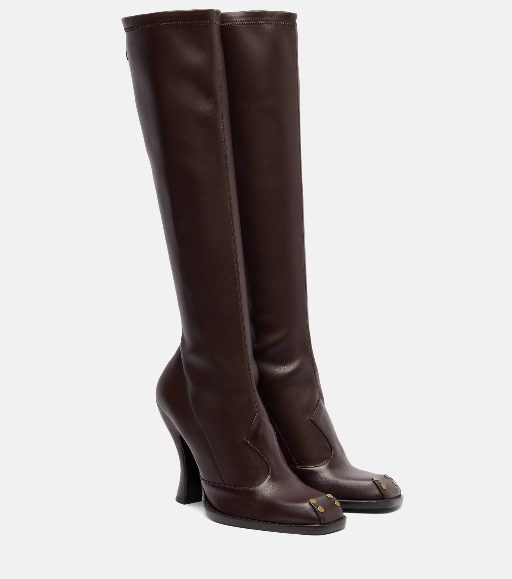 Studded leather knee-high boots - 1