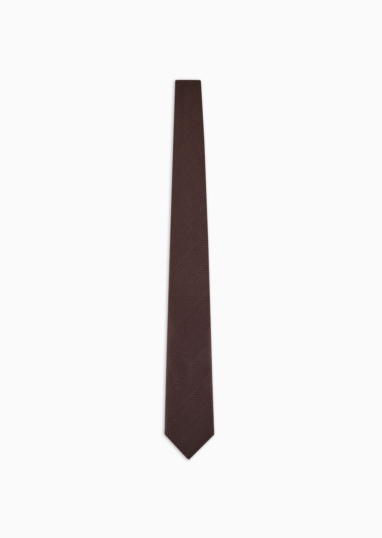 Silk tie with jacquard chevron motif - 1