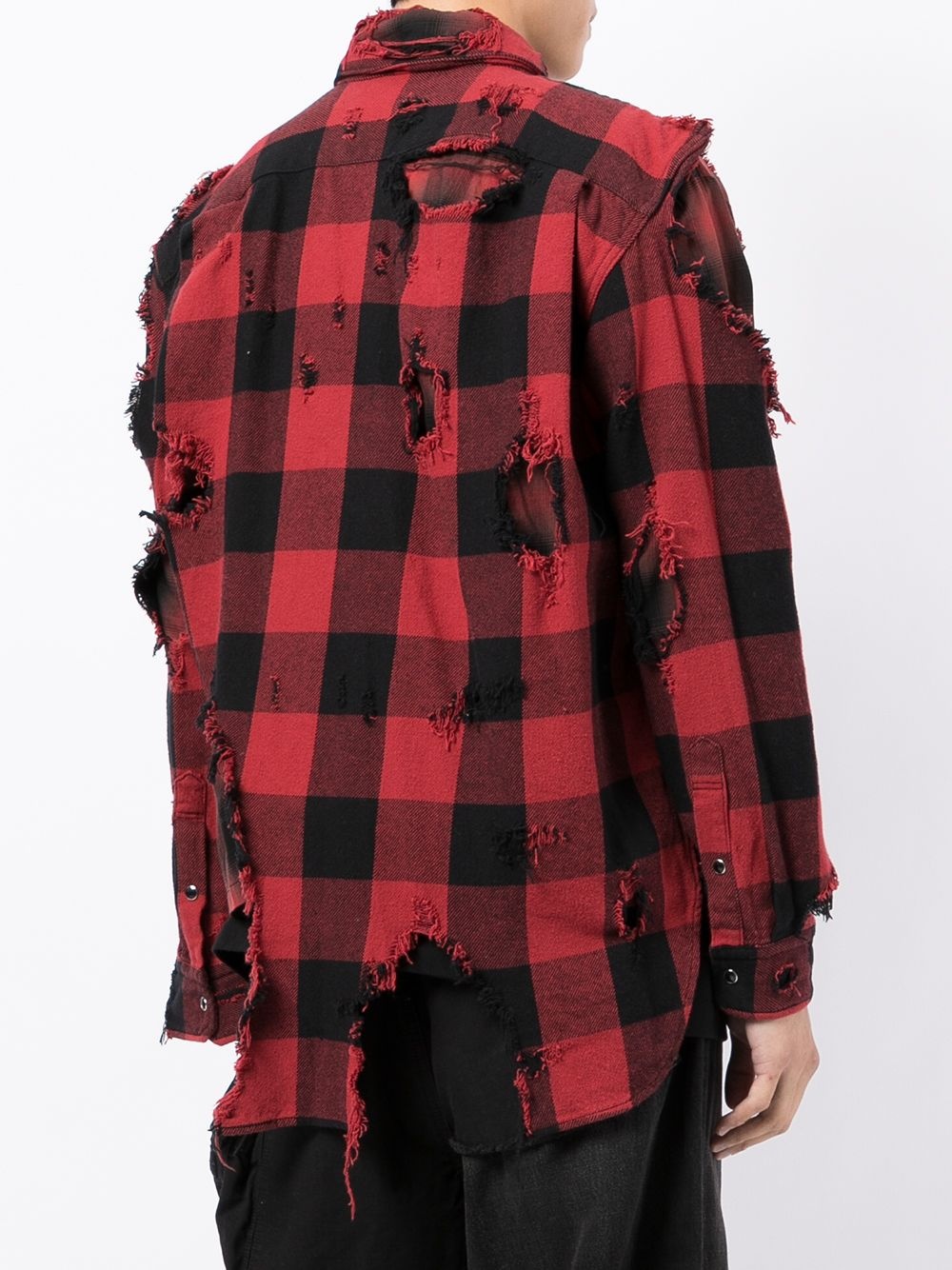 distressed plaid shirt - 4