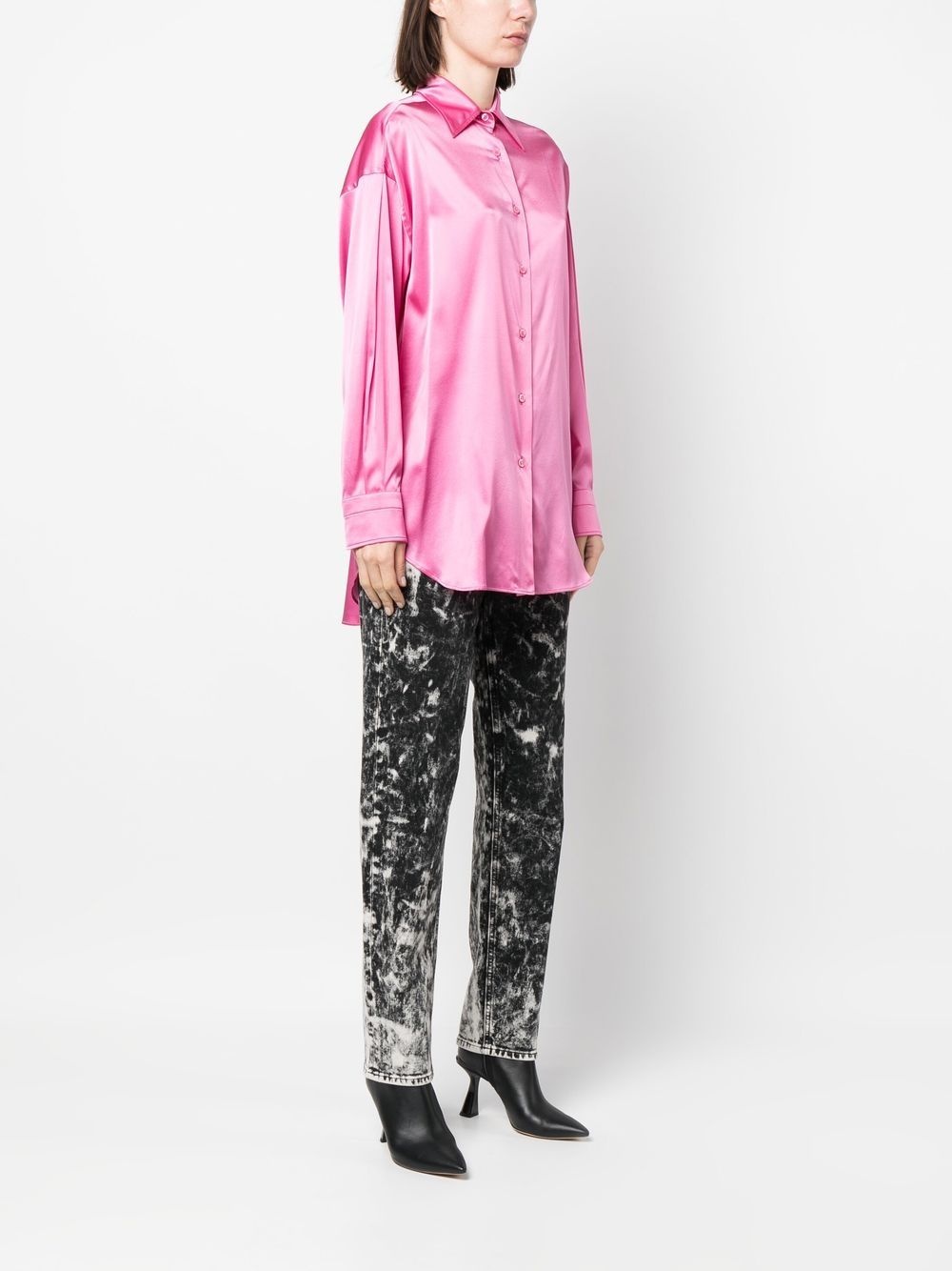 pointed-collar button-up shirt - 3