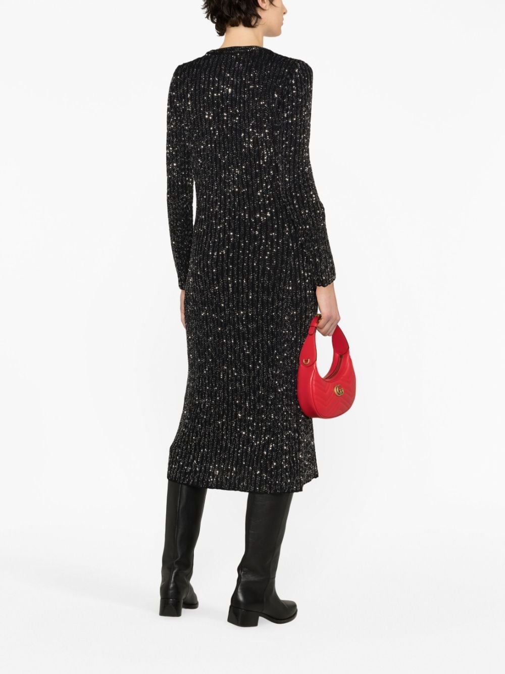 metallic-threading long-line cardigan - 4