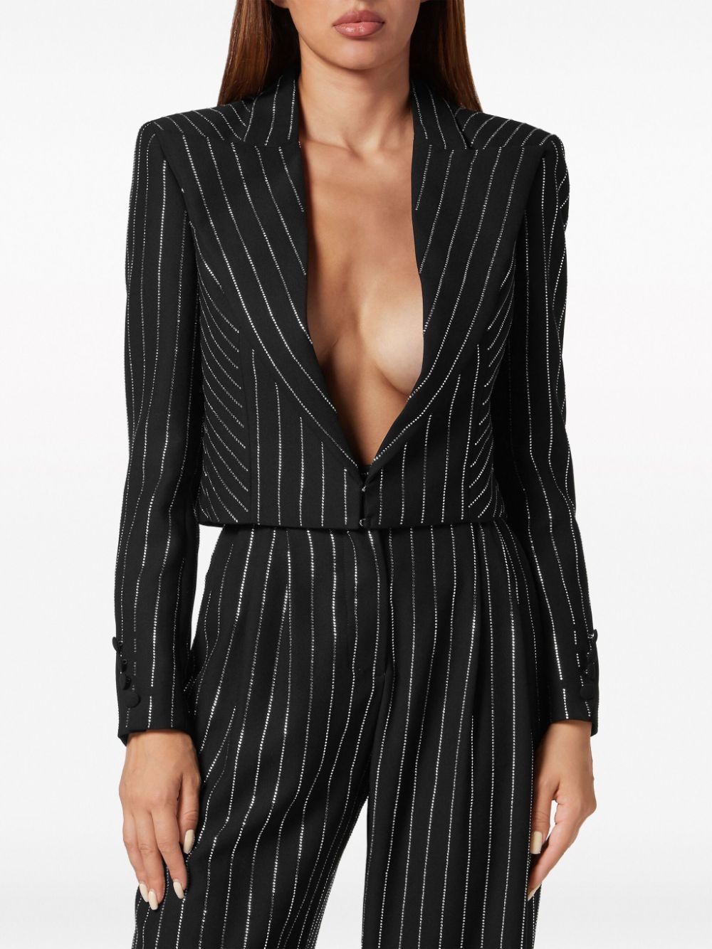 Cady crystal-embellished cropped blazer - 3